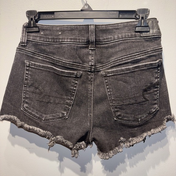 American Eagle Shorts Black Super Stretch Lace Distressed Boho Festival Sz4 - Picture 2 of 9